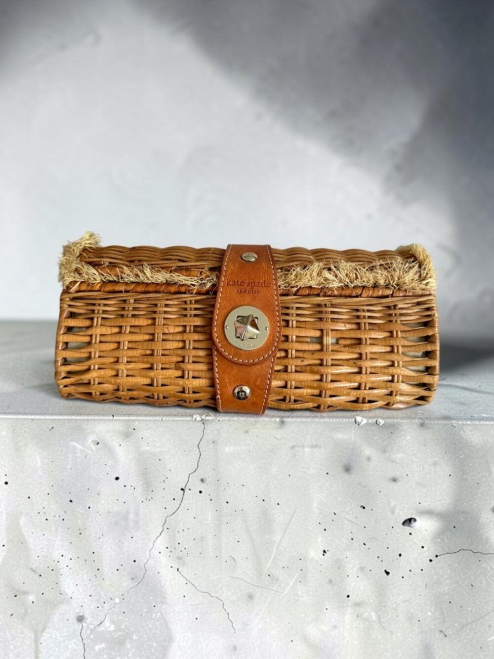 KATE SPADE Vintage Wicker Straw Handbag Clutch